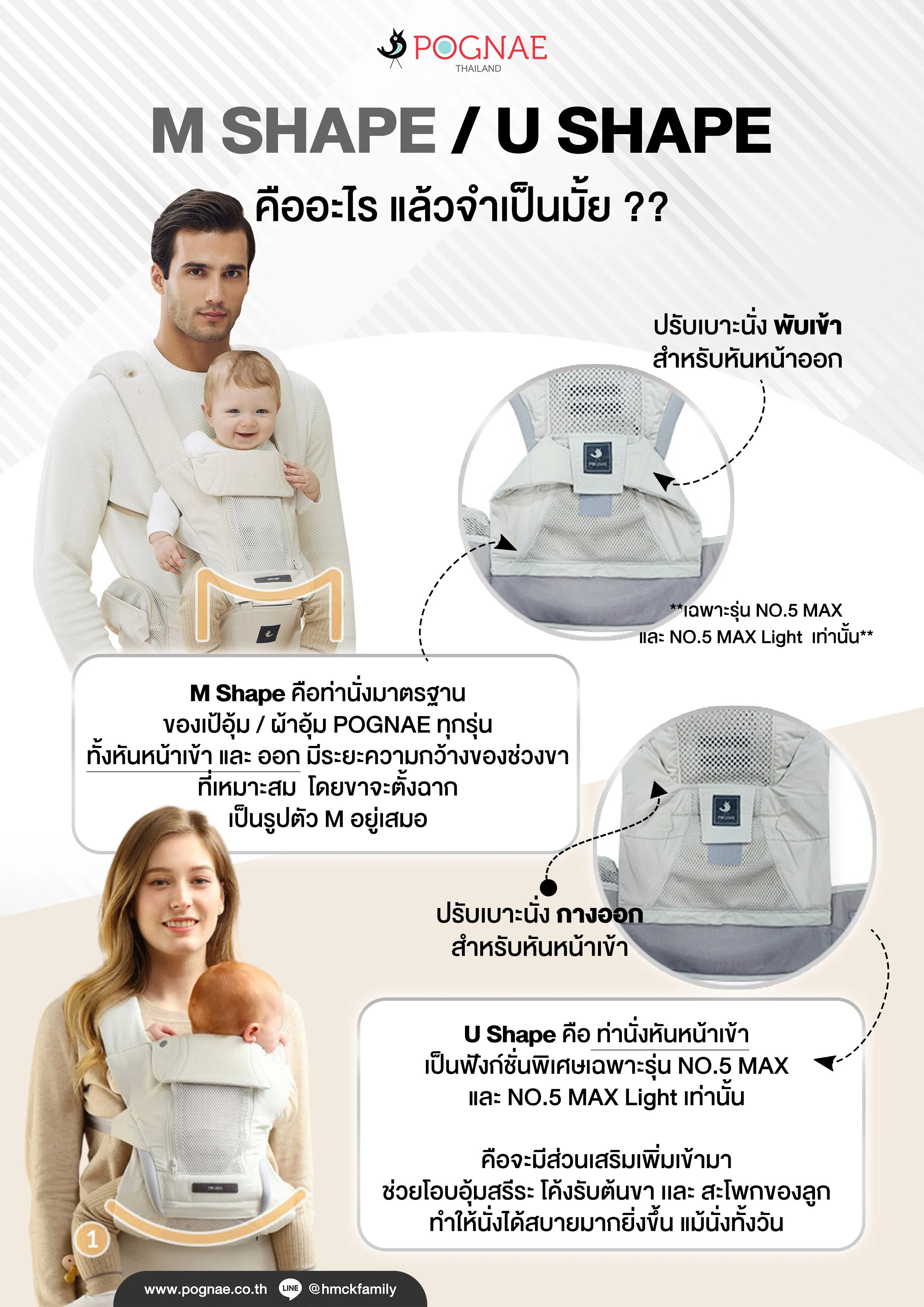POGNAE เป้อุ้มเด็ก No.5 Max (0-4Y)