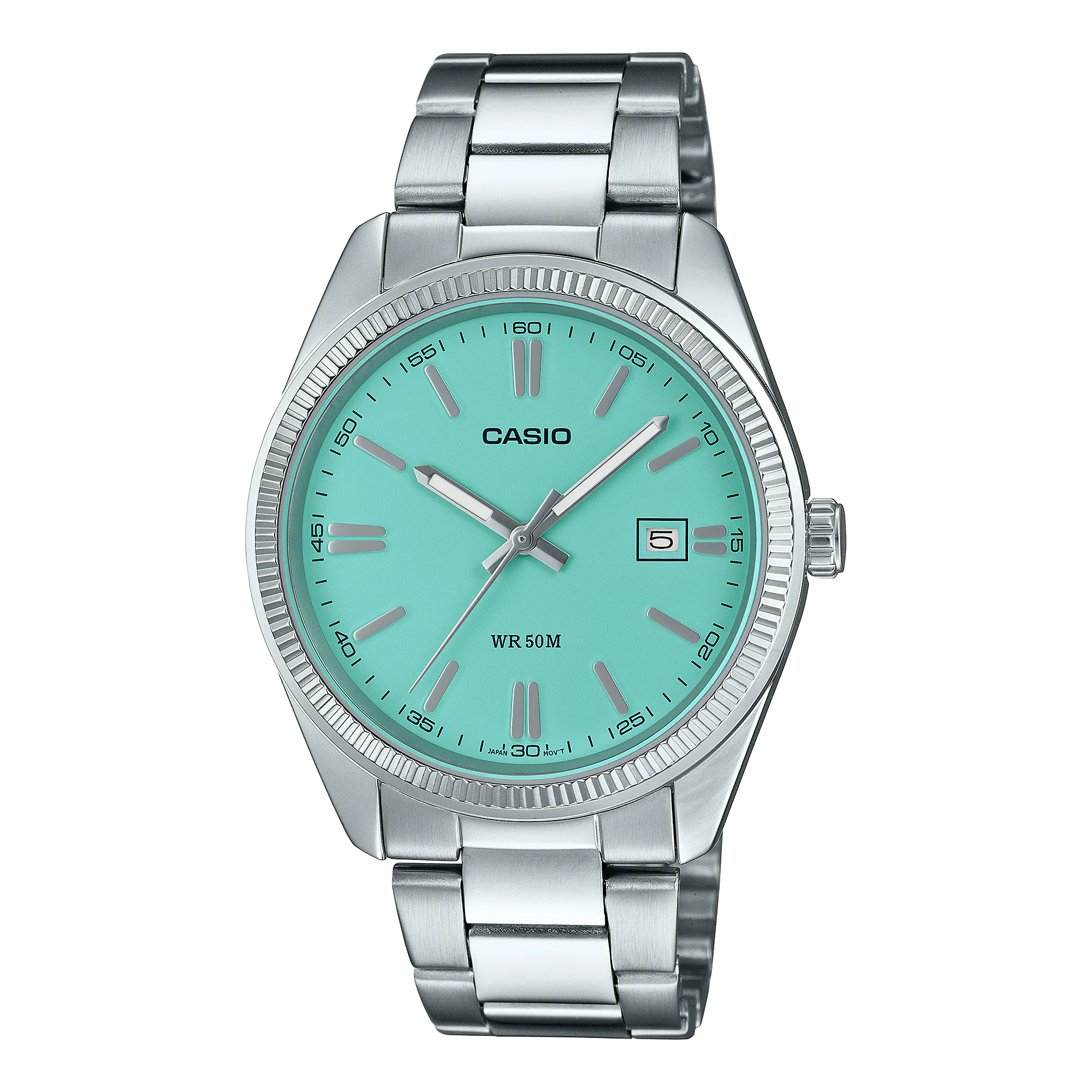 CASIO Standard รุ่น MTP-1302PD-2A2VDF จอสีฟ้า tiffany สาย สีเงิน สายสแตนเลส สินค้าใหม่ ของแท้ รับประกันศูนย์ CMG
