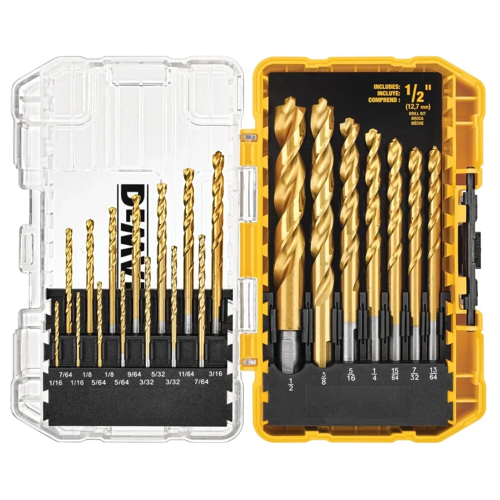 Dewalt ดอกสว่านเจาะเหล็ก เจาะไม้ เคลือบไทเทเนียม 21ชิ้น ชุดหุน (1/16-1/2นิ้ว) รุ่น DW1361