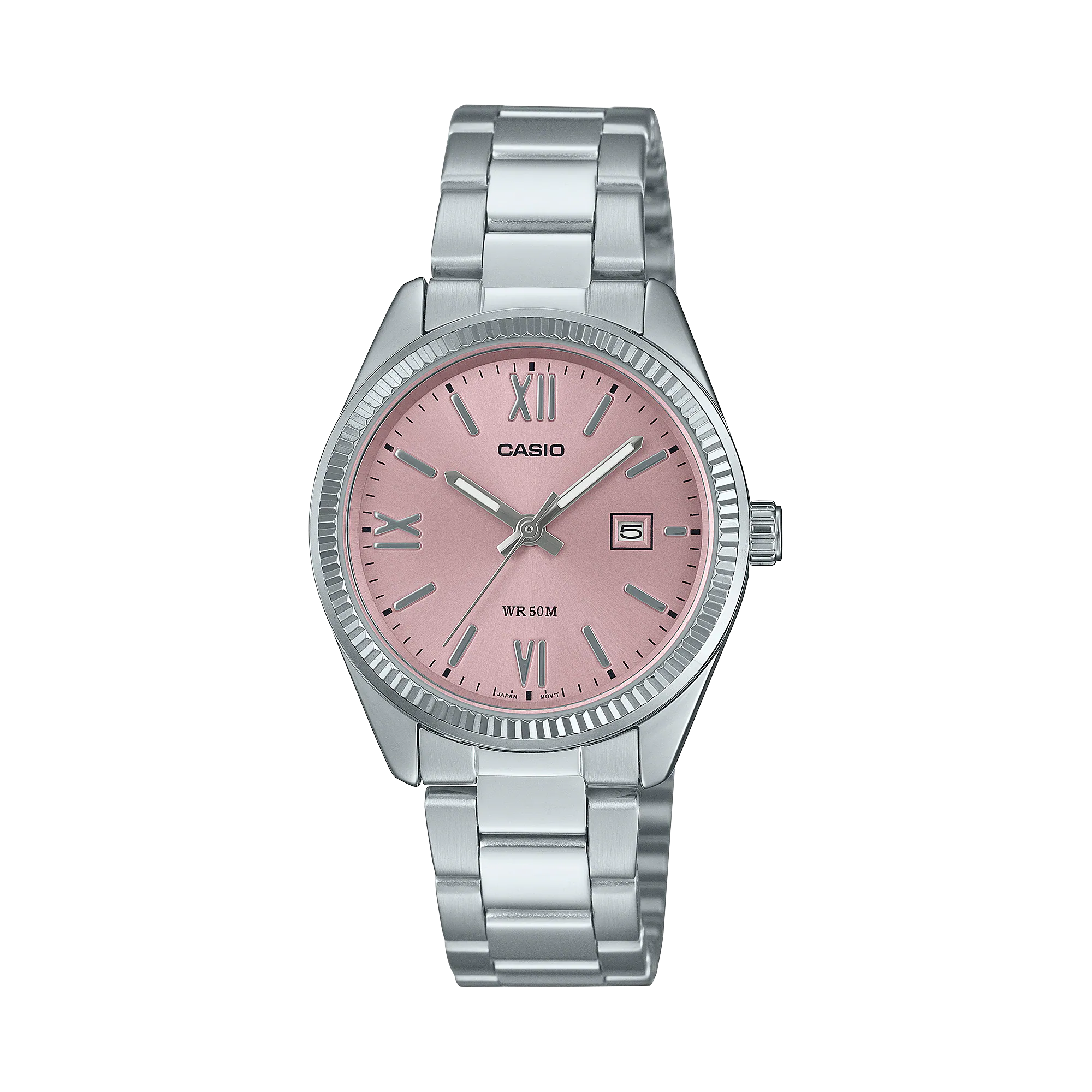 CASIO Standard รุ่น LTP-1302DD-4A1VDF จอสีชมพู สาย สีเงิน สายสแตนเลส สินค้าใหม่ ของแท้ รับประกันศูนย์ CMG
