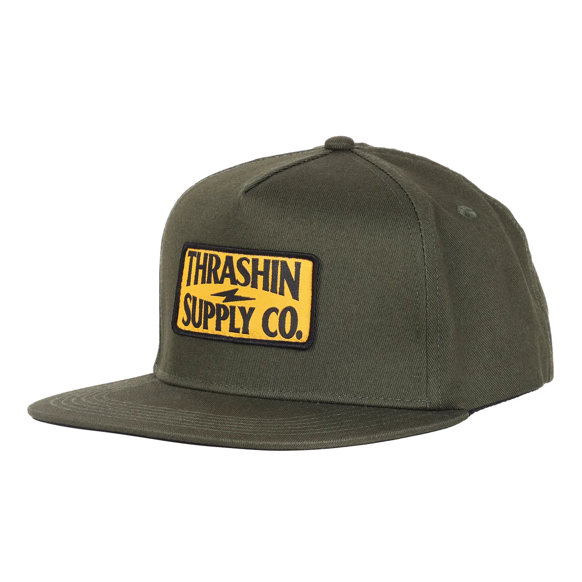 Thrashin Supply Stamp Snapback Army Green Structured Flat Bill